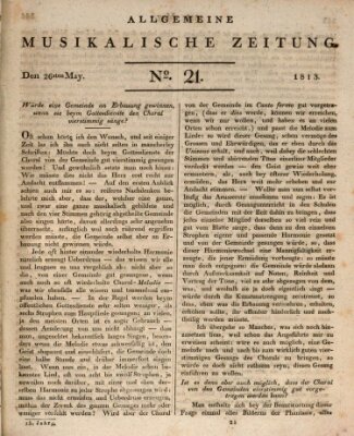 Allgemeine musikalische Zeitung Mittwoch 26. Mai 1813