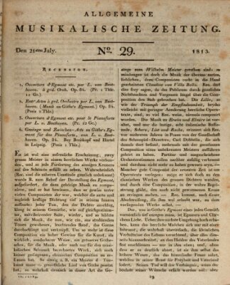 Allgemeine musikalische Zeitung Mittwoch 21. Juli 1813