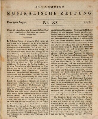 Allgemeine musikalische Zeitung Mittwoch 11. August 1813