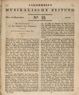 Allgemeine musikalische Zeitung Mittwoch 1. September 1813