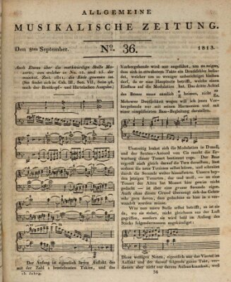 Allgemeine musikalische Zeitung Mittwoch 8. September 1813