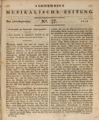 Allgemeine musikalische Zeitung Mittwoch 15. September 1813