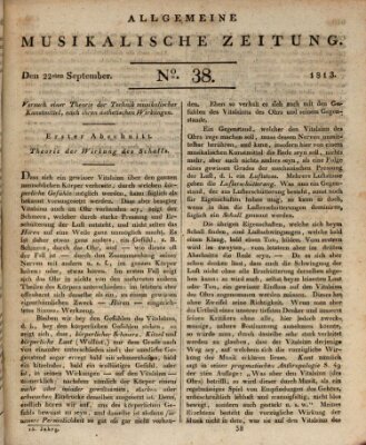 Allgemeine musikalische Zeitung Mittwoch 22. September 1813