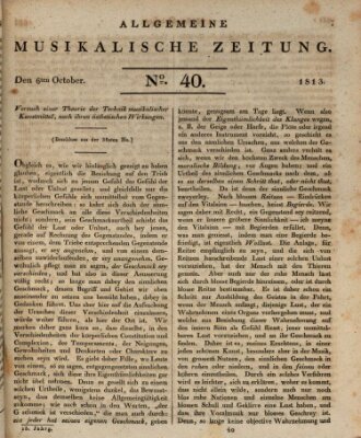 Allgemeine musikalische Zeitung Mittwoch 6. Oktober 1813