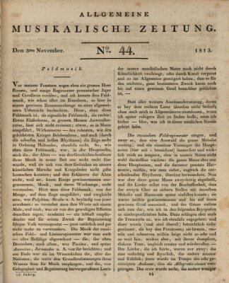 Allgemeine musikalische Zeitung Mittwoch 3. November 1813