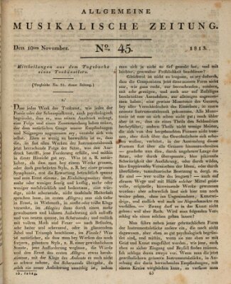 Allgemeine musikalische Zeitung Mittwoch 10. November 1813