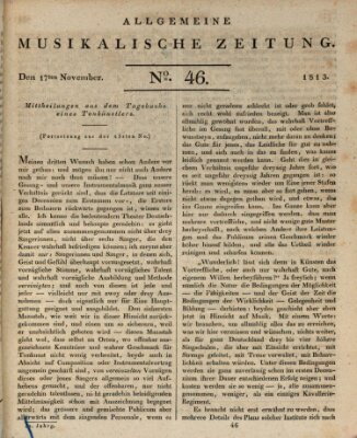 Allgemeine musikalische Zeitung Mittwoch 17. November 1813