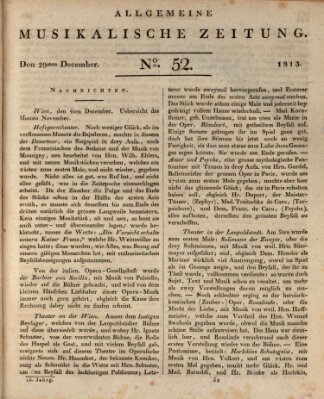 Allgemeine musikalische Zeitung Mittwoch 29. Dezember 1813