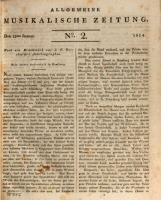 Allgemeine musikalische Zeitung Mittwoch 12. Januar 1814