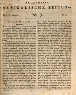 Allgemeine musikalische Zeitung Mittwoch 19. Januar 1814