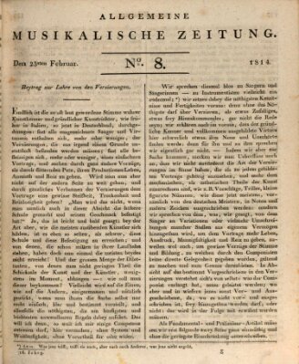 Allgemeine musikalische Zeitung Mittwoch 23. Februar 1814