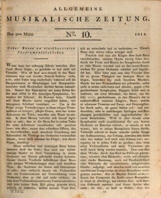 Allgemeine musikalische Zeitung Mittwoch 9. März 1814