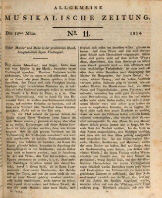 Allgemeine musikalische Zeitung Mittwoch 16. März 1814