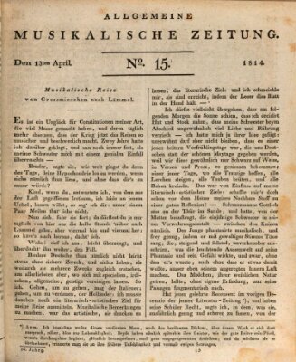 Allgemeine musikalische Zeitung Mittwoch 13. April 1814