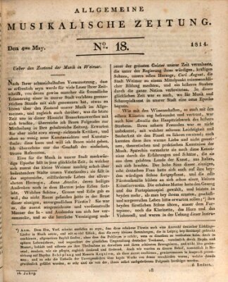 Allgemeine musikalische Zeitung Mittwoch 4. Mai 1814