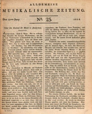 Allgemeine musikalische Zeitung Mittwoch 22. Juni 1814