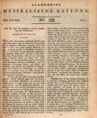 Allgemeine musikalische Zeitung Mittwoch 13. Juli 1814