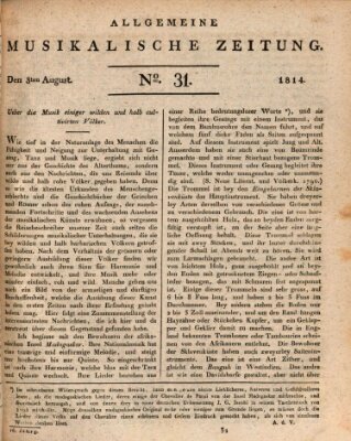 Allgemeine musikalische Zeitung Mittwoch 3. August 1814