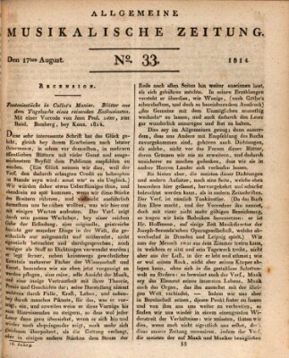 Allgemeine musikalische Zeitung Mittwoch 17. August 1814