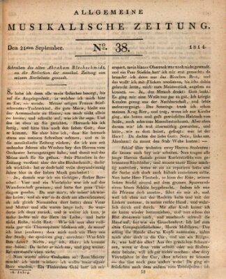 Allgemeine musikalische Zeitung Mittwoch 21. September 1814