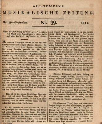 Allgemeine musikalische Zeitung Mittwoch 28. September 1814