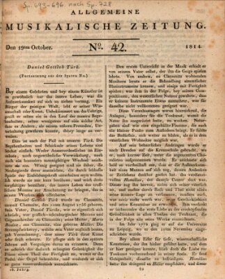 Allgemeine musikalische Zeitung Mittwoch 19. Oktober 1814