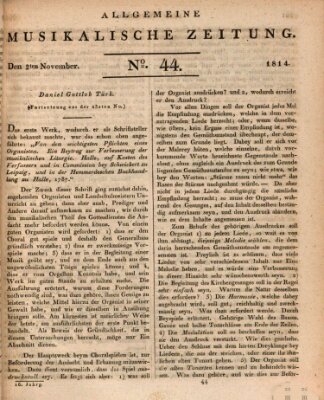 Allgemeine musikalische Zeitung Mittwoch 2. November 1814