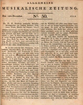 Allgemeine musikalische Zeitung Mittwoch 14. Dezember 1814