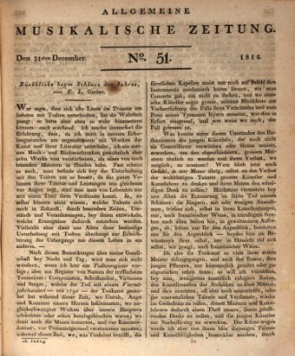 Allgemeine musikalische Zeitung Mittwoch 21. Dezember 1814