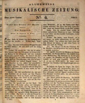 Allgemeine musikalische Zeitung Mittwoch 25. Januar 1815