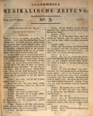 Allgemeine musikalische Zeitung Mittwoch 1. Februar 1815