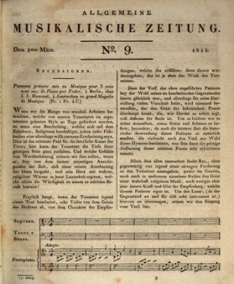 Allgemeine musikalische Zeitung Mittwoch 1. März 1815