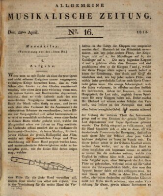 Allgemeine musikalische Zeitung Mittwoch 19. April 1815