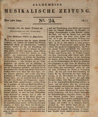 Allgemeine musikalische Zeitung Mittwoch 14. Juni 1815