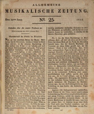 Allgemeine musikalische Zeitung Mittwoch 21. Juni 1815