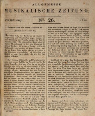 Allgemeine musikalische Zeitung Mittwoch 28. Juni 1815