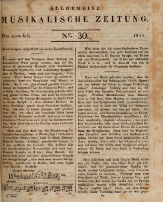 Allgemeine musikalische Zeitung Mittwoch 26. Juli 1815