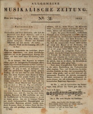 Allgemeine musikalische Zeitung Mittwoch 2. August 1815