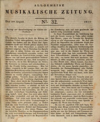 Allgemeine musikalische Zeitung Mittwoch 9. August 1815