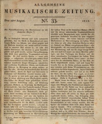 Allgemeine musikalische Zeitung Mittwoch 16. August 1815