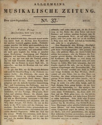 Allgemeine musikalische Zeitung Mittwoch 13. September 1815