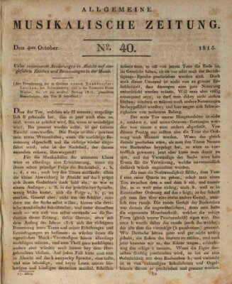 Allgemeine musikalische Zeitung Mittwoch 4. Oktober 1815