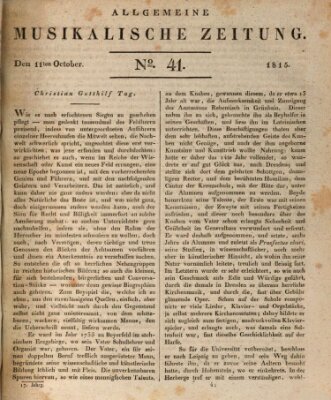 Allgemeine musikalische Zeitung Mittwoch 11. Oktober 1815