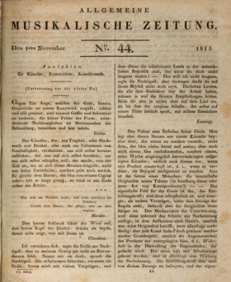 Allgemeine musikalische Zeitung Mittwoch 1. November 1815