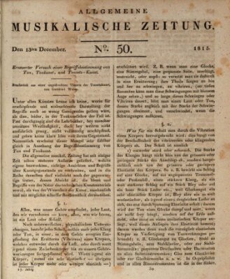 Allgemeine musikalische Zeitung Mittwoch 13. Dezember 1815