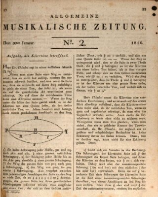 Allgemeine musikalische Zeitung Mittwoch 10. Januar 1816