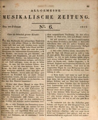 Allgemeine musikalische Zeitung Mittwoch 7. Februar 1816