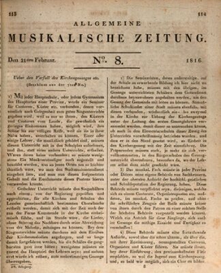 Allgemeine musikalische Zeitung Mittwoch 21. Februar 1816