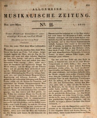 Allgemeine musikalische Zeitung Mittwoch 13. März 1816