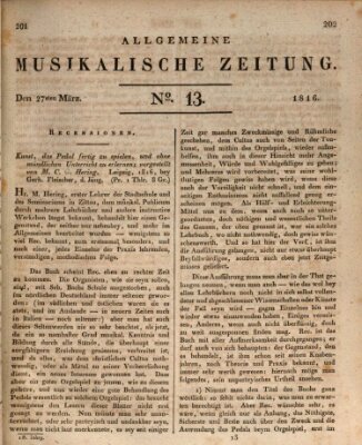 Allgemeine musikalische Zeitung Mittwoch 27. März 1816